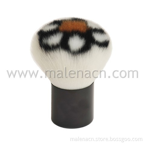Black Synthetic Hair Kabuki Brush with Leopard Pattern